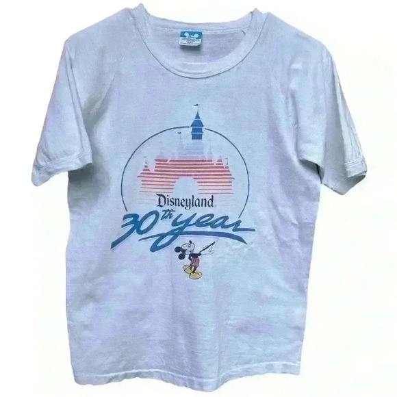 Vintage 80s Mickey Mouse Disneyland 30th Year Ringer Tee w/ Raglan Sleeves SMALL - Picture 1 of 6